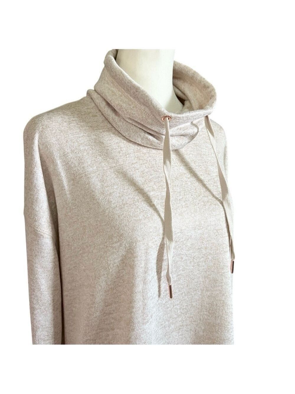 Old Navy Funnel Neck Tunic High Low Pullover Sweater Tan Size Medium - Picture 5 of 11